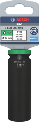 Kunci Sok Impact Bosch PRO 1/2" dengan kedalaman 17 mm.